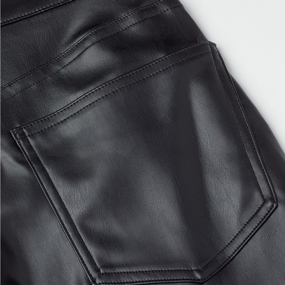 095 H&M |NWOT Faux Leather Pants- Black High-Waisted Straight Leg (Sz 8) - Picture 3 of 13